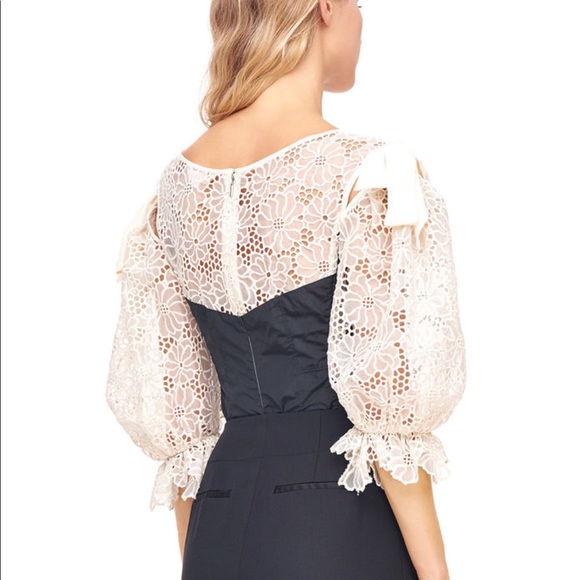 Rebecca Taylor MALORIE EMBROIDERY & TAFFETA TOP - Picture 7 of 7